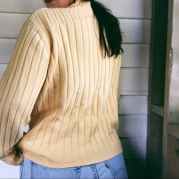 Vintage Yellow Mock Neck Sweater - Picture 5 of 8